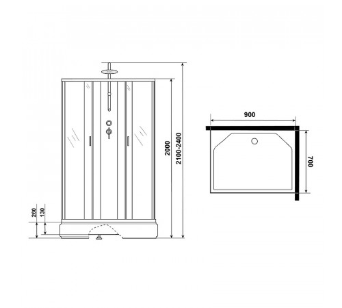 Душевая кабина Niagara Classic 90x70 NG-33974-14QBKTG с гидромассажем