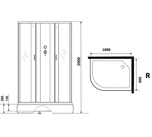 Душевая кабина Niagara Classic 100х80 R NG-33084-14RBKG с гидромассажем