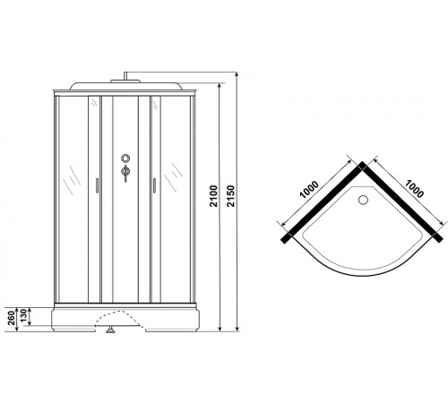 Душевая кабина Niagara Classic 100x100 NG-3302-14G с гидромассажем