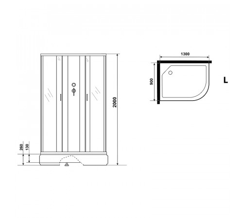 Душевая кабина Niagara Classic 130х90 L NG-33394-14LBKG с гидромассажем