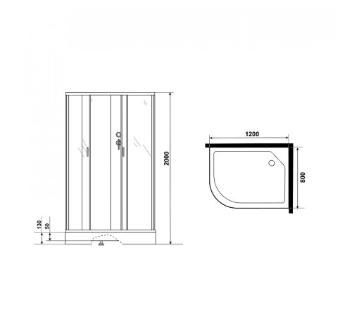 Душевая кабина Niagara Classic 120х80 R NG-3512-14RBK без гидромассажа