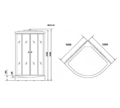 Душевая кабина Niagara Classic 100x100 NG-3516-14 с гидромассажем