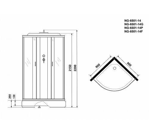 Душевая кабина Niagara Classic 90x90 NG-6501-14G с гидромассажем