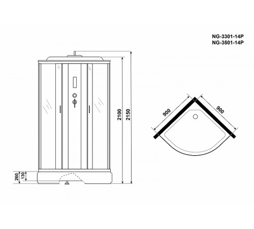 Душевая кабина Niagara Classic 90x90 NG-3301-14P без гидромассажа