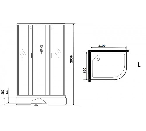 Душевая кабина Niagara Classic 110х80 L NG-33184-14LBKG с гидромассажем