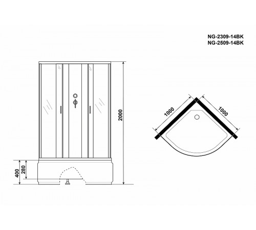 Душевая кабина Niagara Classic 100x100 NG-2309-14BK без гидромассажа