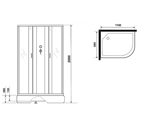 Душевая кабина Niagara Classic 110х90 L NG-33194-14LBK без гидромассажа