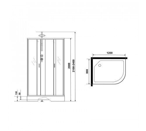 Душевая кабина Niagara Classic 120х80 L NG-3512-14LBKTG с гидромассажем