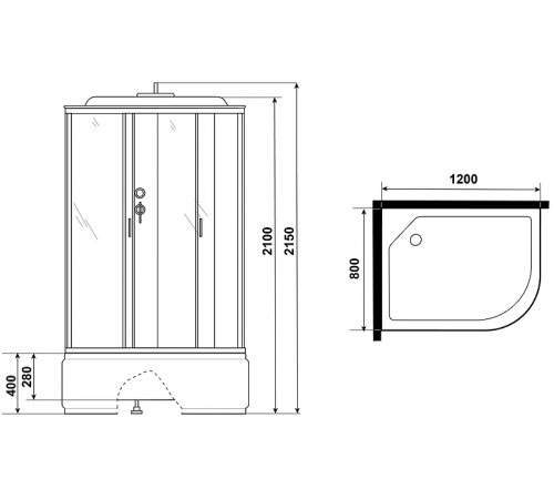 Душевая кабина Niagara Classic NG-2510-14L 120x80 без гидромассажа