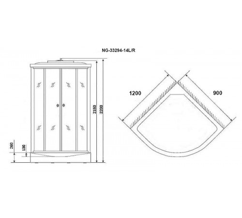 Душевая кабина Niagara Classic 120х90 NG-33294-14L без гидромассажа