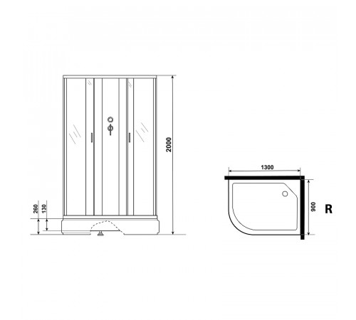 Душевая кабина Niagara Classic 130х90 R NG-33394-14RBK без гидромассажа