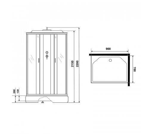 Душевая кабина Niagara Classic 90x70 NG-33974-14QG с гидромассажем