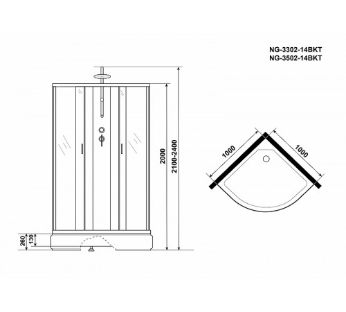 Душевая кабина Niagara Classic 100x100 NG-3502-14BKT без гидромассажа