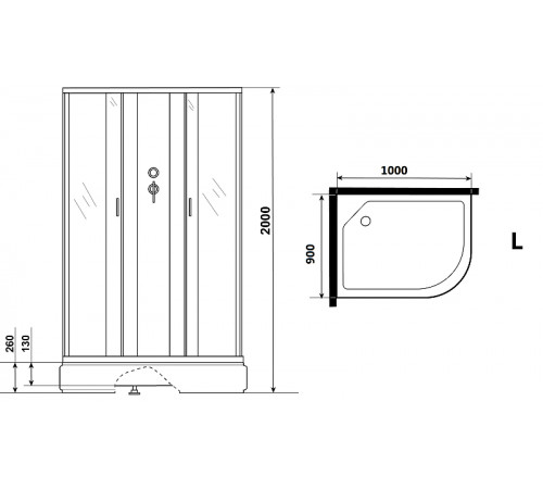 Душевая кабина Niagara Classic 100х90 L NG-33094-14LBK без гидромассажа