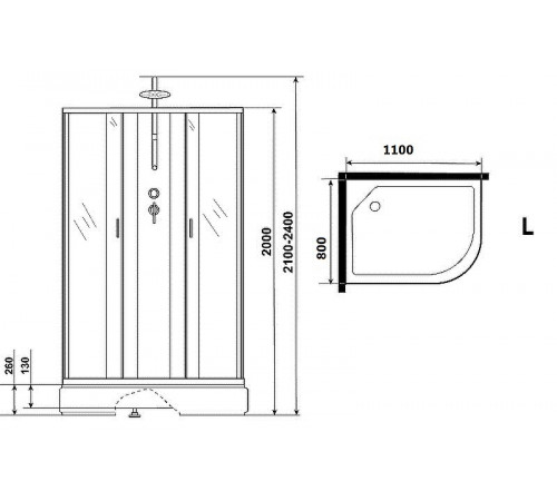 Душевая кабина Niagara Classic 110х80 L NG-33184-14LBKTG с гидромассажем