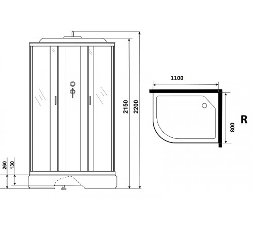 Душевая кабина Niagara Classic 110х80 R NG-33184-14RP без гидромассажа