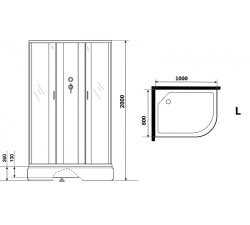 Душевая кабина Niagara Classic 100х80 L NG-33084-14LBK без гидромассажа