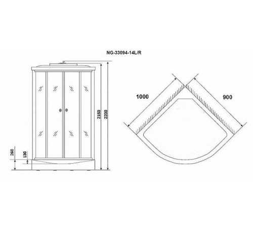 Душевая кабина Niagara Classic 100х90 R NG-33094R без гидромассажа