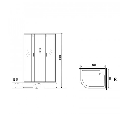 Душевая кабина Niagara Classic 120х90 R NG-33294-14RBKG с гидромассажем