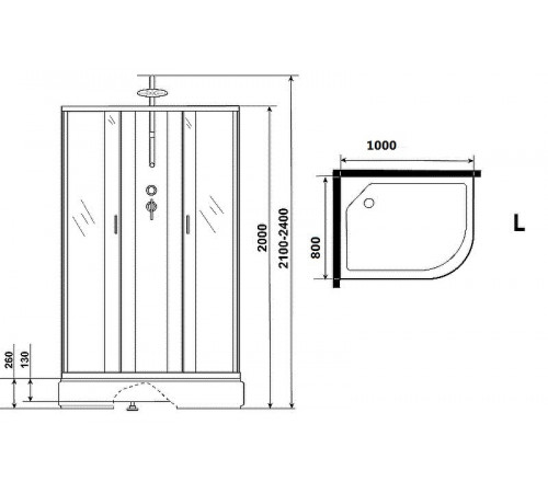 Душевая кабина Niagara Classic 100х80 L NG-33084-14LBKTG с гидромассажем