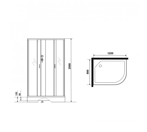 Душевая кабина Niagara Classic 120х80 L NG-3512-14LBKG с гидромассажем