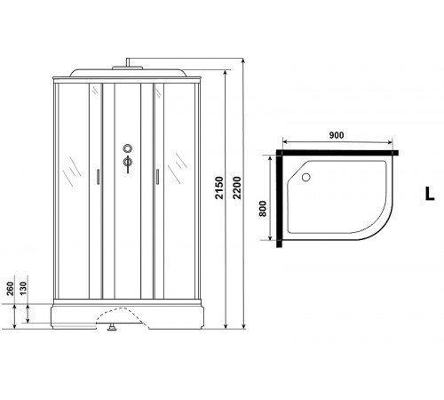 Душевая кабина Niagara Classic 90х80 L NG-33984-14LF с гидромассажем