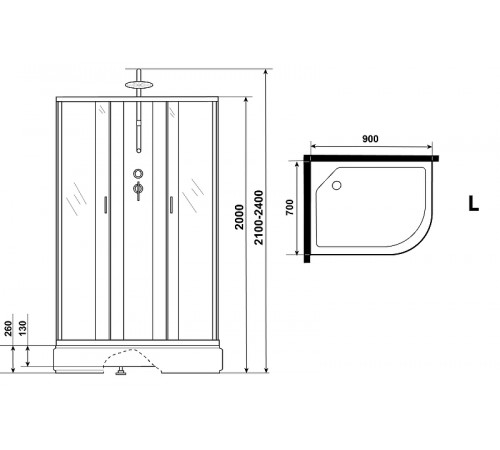 Душевая кабина Niagara Classic 90х70 L NG-33974-14LBKTG с гидромассажем