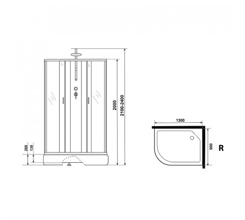 Душевая кабина Niagara Classic 130х90 R NG-33394-14RBKT без гидромассажа