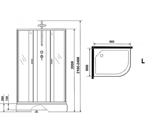 Душевая кабина Niagara Classic 90х80 L NG-33984-14LBKTG с гидромассажем