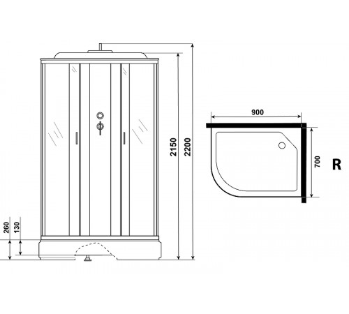 Душевая кабина Niagara Classic 90х70 R NG-33974-14RF с гидромассажем