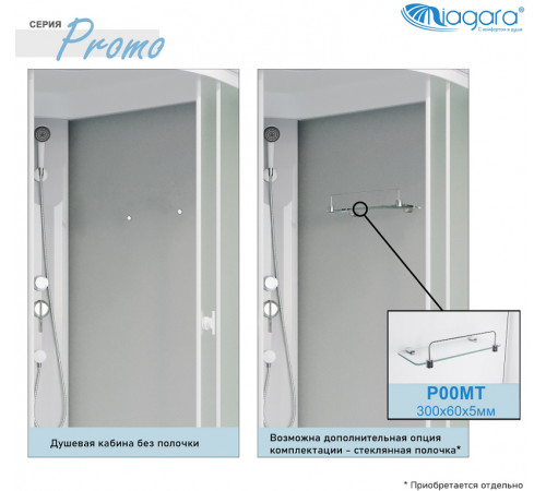 Душевая кабина Niagara Promo 110x80 L P110/80/26L/MT/BK без гидромассажа