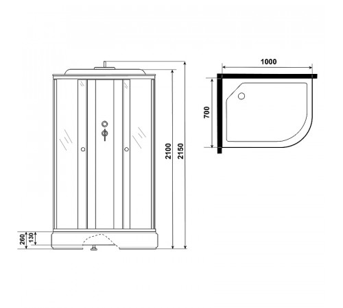 Душевая кабина Niagara Promo 100x70 L P100/70/26L/MT без гидромассажа