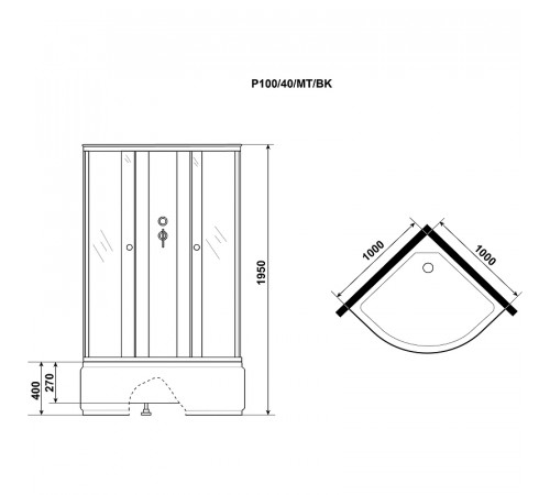 Душевая кабина Niagara Promo 100x100 P100/40/MT/BK без гидромассажа