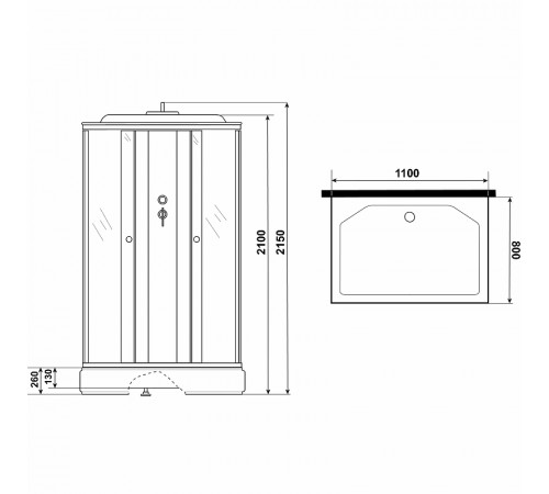 Душевая кабина Niagara Promo 110x80 P110/80/26Q/MT без гидромассажа