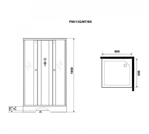 Душевая кабина Niagara Promo 90x90 P90/13Q/MT/BK без гидромассажа