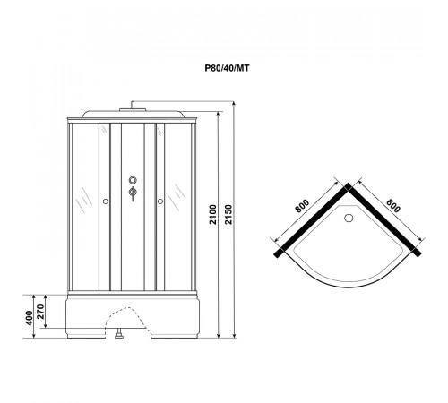 Душевая кабина Niagara Promo 80x80 P80/40/MT без гидромассажа