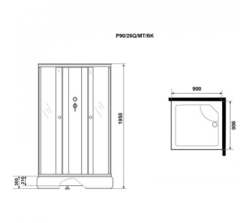 Душевая кабина Niagara Promo 90x90 P90/26Q/MT/BK без гидромассажа