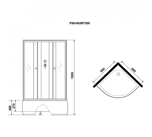 Душевая кабина Niagara Promo 90x90 P90/40/MT/BK без гидромассажа