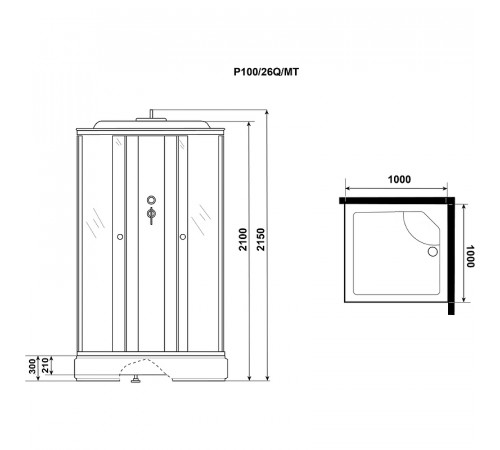 Душевая кабина Niagara Promo 100x100 P100/26Q/MT без гидромассажа