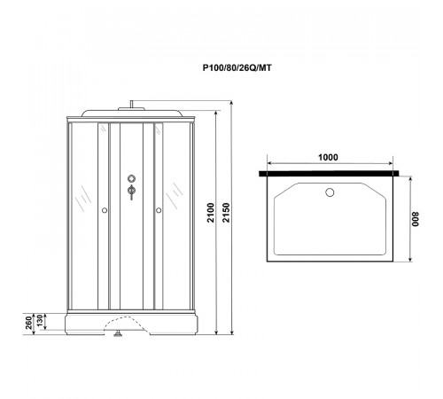 Душевая кабина Niagara Promo 100x80 P100/80/26Q/MT без гидромассажа