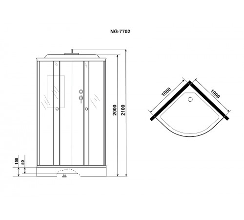 Душевая кабина Niagara Luxe 100x100 NG-7702M без гидромассажа