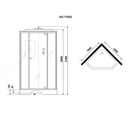 Душевая кабина Niagara Luxe 100x100 NG-7702DM без гидромассажа