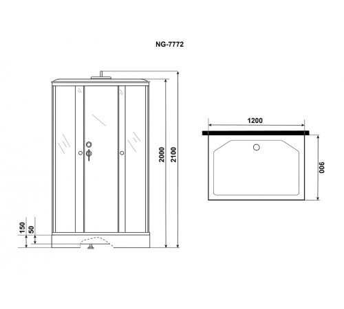 Душевая кабина Niagara Luxe 120x90 NG-7772QM без гидромассажа