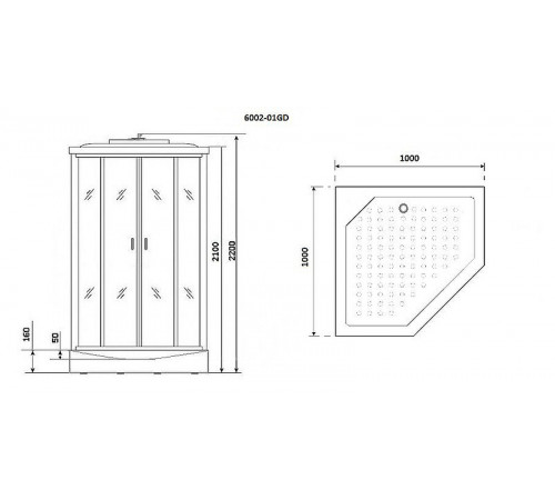 Душевая кабина Niagara Premium 100x100 NG-6002-01GD с гидромассажем