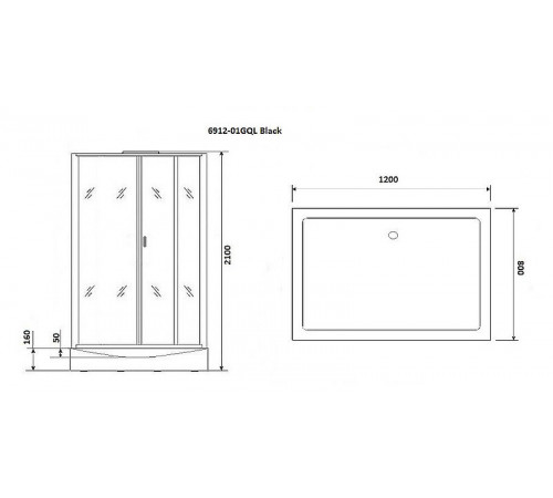 Душевая кабина Niagara Premium 120x80 NG-6912-01GQL Black с гидромассажем
