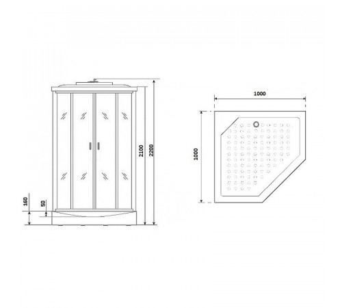 Душевая кабина Niagara Premium 100x100 NG-6902-01GD Black с гидромассажем