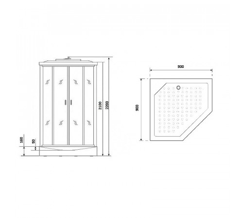 Душевая кабина Niagara Premium 90x90 NG-6001-01GD с гидромассажем