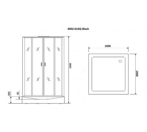 Душевая кабина Niagara Premium 100x100 NG-6902-01GQ Black с гидромассажем