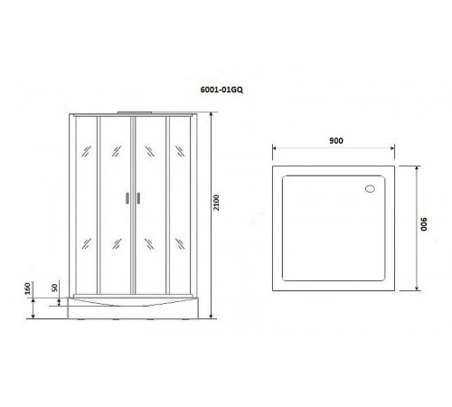 Душевая кабина Niagara Premium 90x90 NG-6001-01GQ с гидромассажем