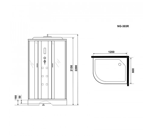 Душевая кабина Niagara Ultra 120x80 R NG-303-01R с гидромассажем